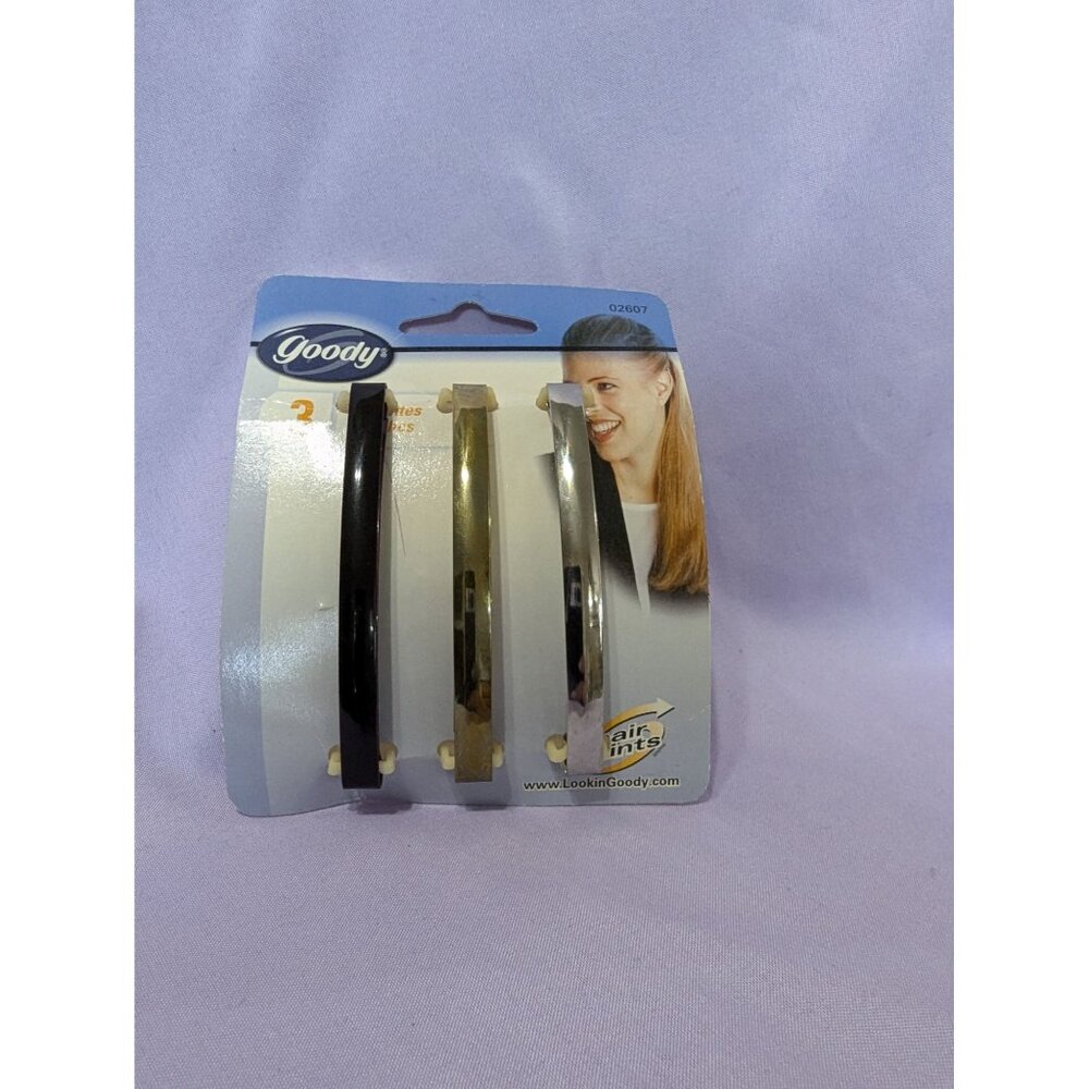 Vintage Goody 3-Piece Hair Barrette Set For Women - Black Silver & Gold